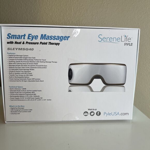 SereneLife Smart Eye Massager with Heat & Pressure Point Therapy Mask - Picture 7 of 16